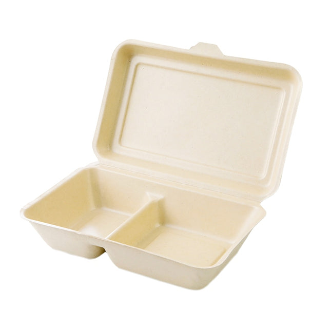 ECO&BASIC ランチボックス バガス容器 使い捨て 1000ml 仕切り付き