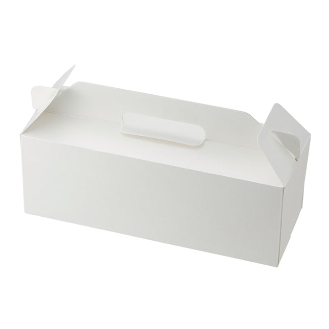 スリムエコ キャリーケーキ ケーキ箱 ホワイト 10×28cm ロールケーキ・ドーナツ