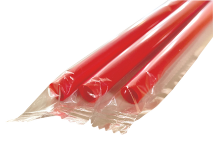 ストレートストロー　赤　8×21　フィルム包装　755