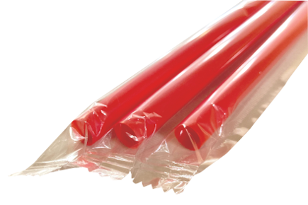 ストレートストロー　赤　8×21　フィルム包装　755