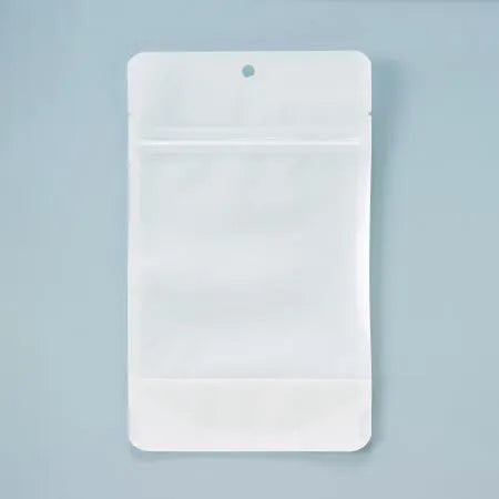 CW-3 片面クラフトチャック付袋　白　スタンドチャック袋