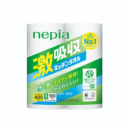 ネピア　激吸収　キッチンタオル　100カット　4ロール　2マイ重ね