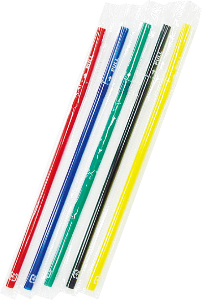 わらお　フレックスストロー フィルム包装 6×210mm レッド　No.410
