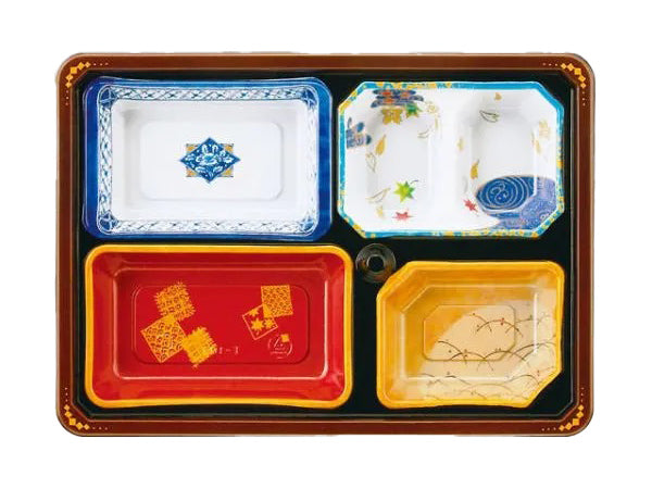 弁当容器　T-103A　会席膳 蓋三彩　フタセット　仕出し弁当