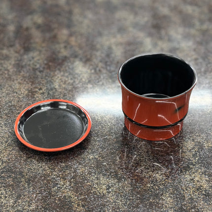 桶型つゆ入れ　黒天朱　ヤクミ皿