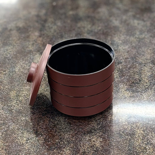 富士段付飯器　吟朱黒糸内黒塗小