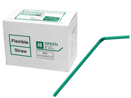 まがるストロー　フレックスストロー　緑　裸　6×210mm　500本入　
