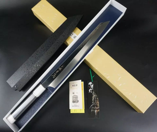 堺孝行 銀龍SW鋼本焼き 剣型柳刃 300mm